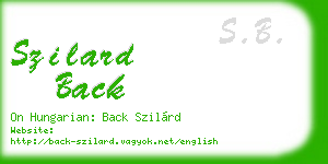 szilard back business card