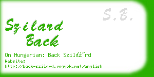 szilard back business card